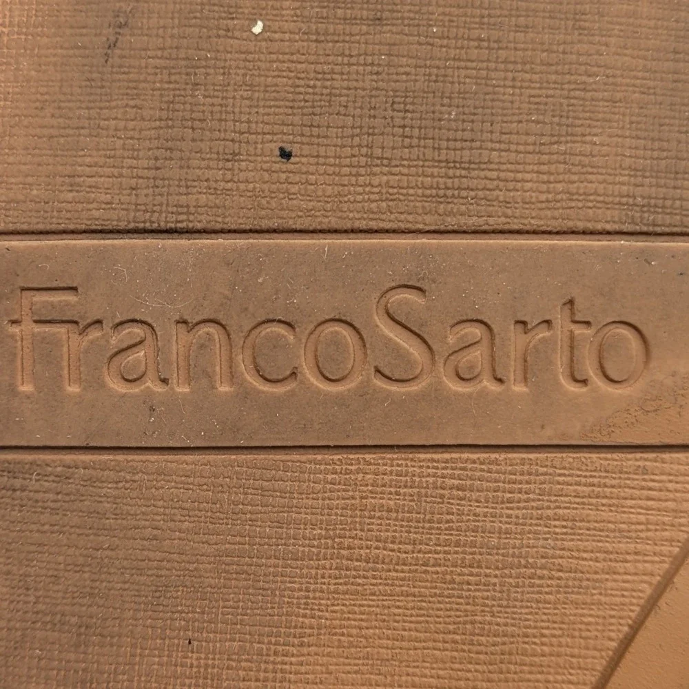 Franco Sarto Sandals 9 Tan Leather Ankle Strap Flat Minimalist Boho Summer - Picture 2 of 15